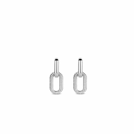 Boucles d'oreilles Ti Sento en argent rhodié et oxydes de zirconium, mailles forçat