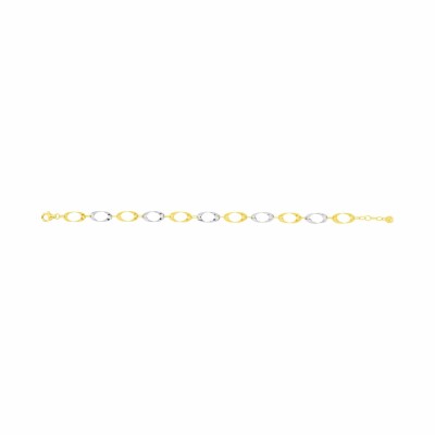 Bracelet en or jaune, or blanc, 18cm