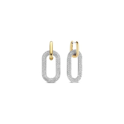 Boucles d'oreilles Ti Sento en argent plaqué or jaune et oxyde de zirconium