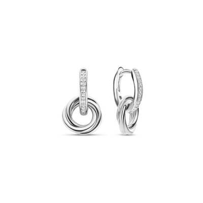 Boucles d'oreilles Ti Sento en argent plaqué platine et oxydes de zirconium