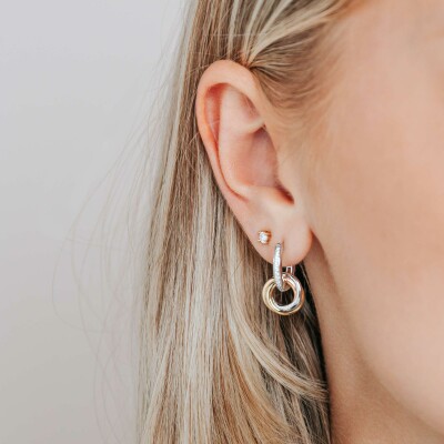 Boucles d'oreilles Ti Sento en argent plaqué platine, argent plaqué or jaune, rose et oxyde de zirconium