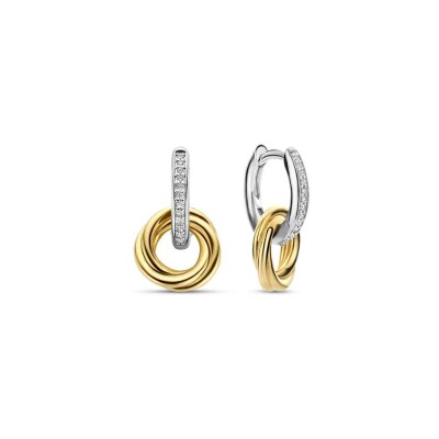 Boucles d'oreilles Ti Sento en argent doré et oxydes de zirconium