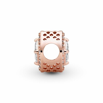 Charm Pandora Timeless halo scintillant carré en métal doré rose et oxyde de zirconium