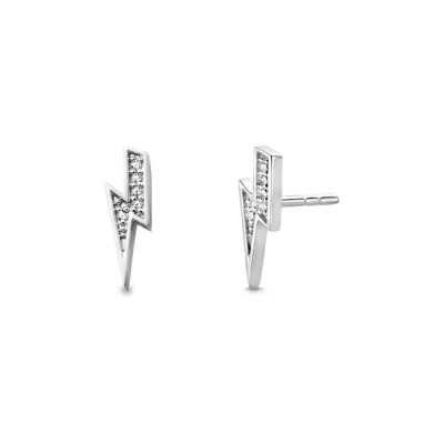 Boucles d'oreilles Ti Sento en argent plaqué platine et oxydes de zirconium