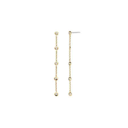 Boucles d'oreilles Ti Sento en argent doré et oxydes de zirconium