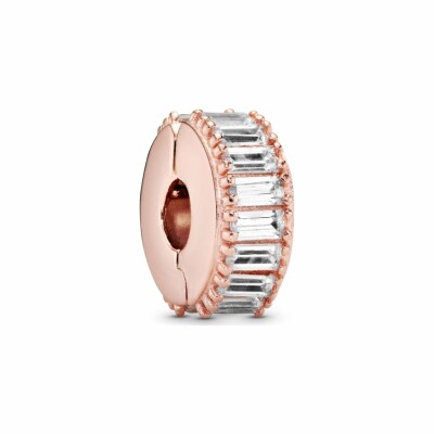 Charm Pandora Timeless glaçon scintillant en métal doré rose, silicone et oxyde de zirconium