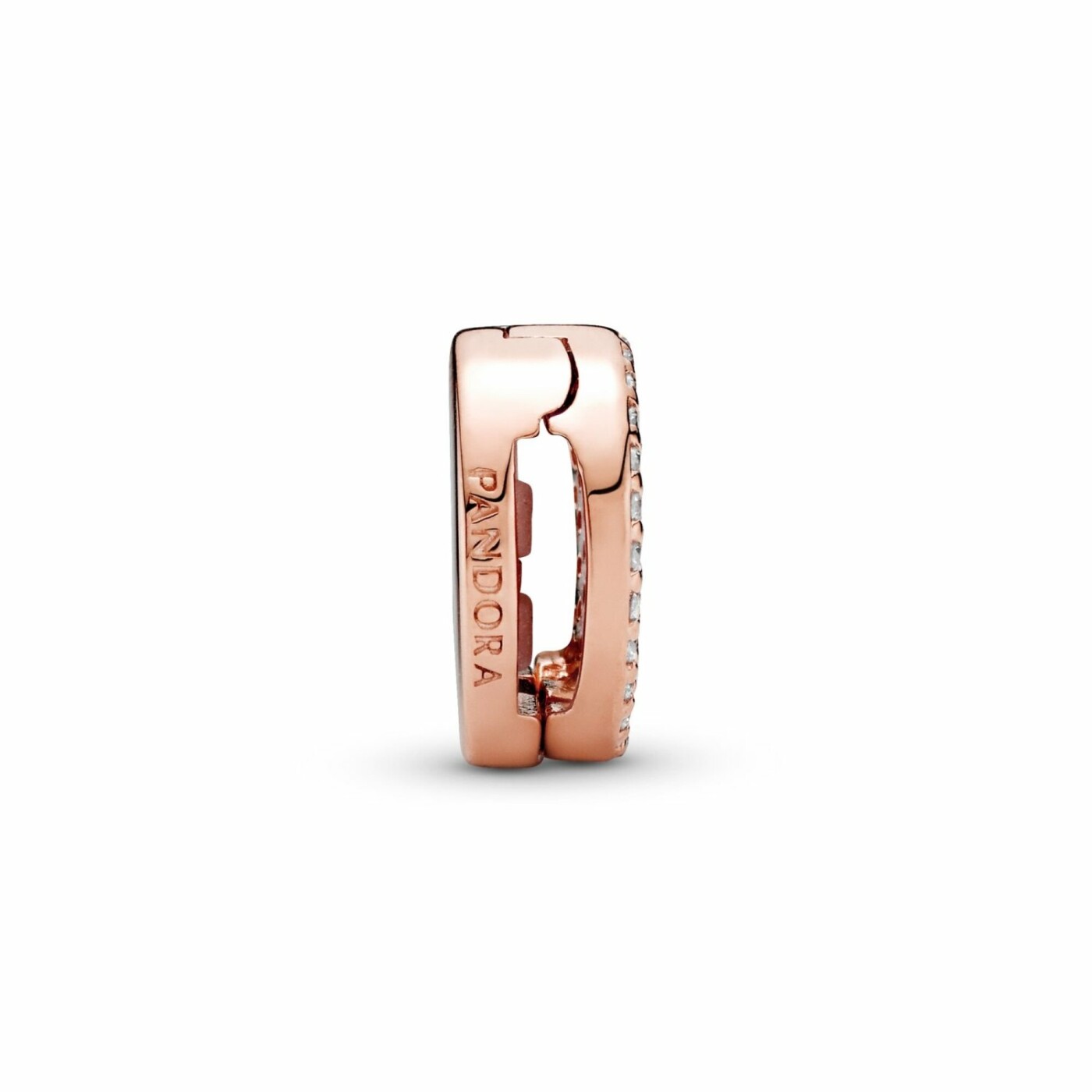 Charm Pandora Reflexions pavé rond en métal doré rose, silicone et oxyde de zirconium