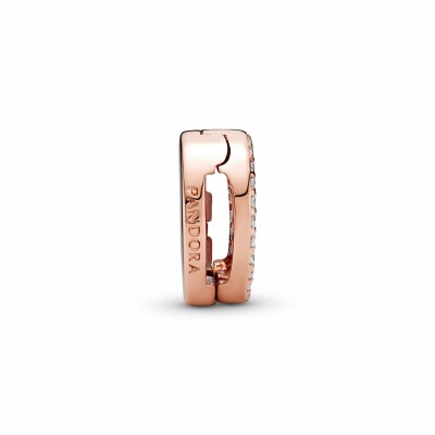 Charm Pandora Reflexions pavé rond en métal doré rose, silicone et oxyde de zirconium