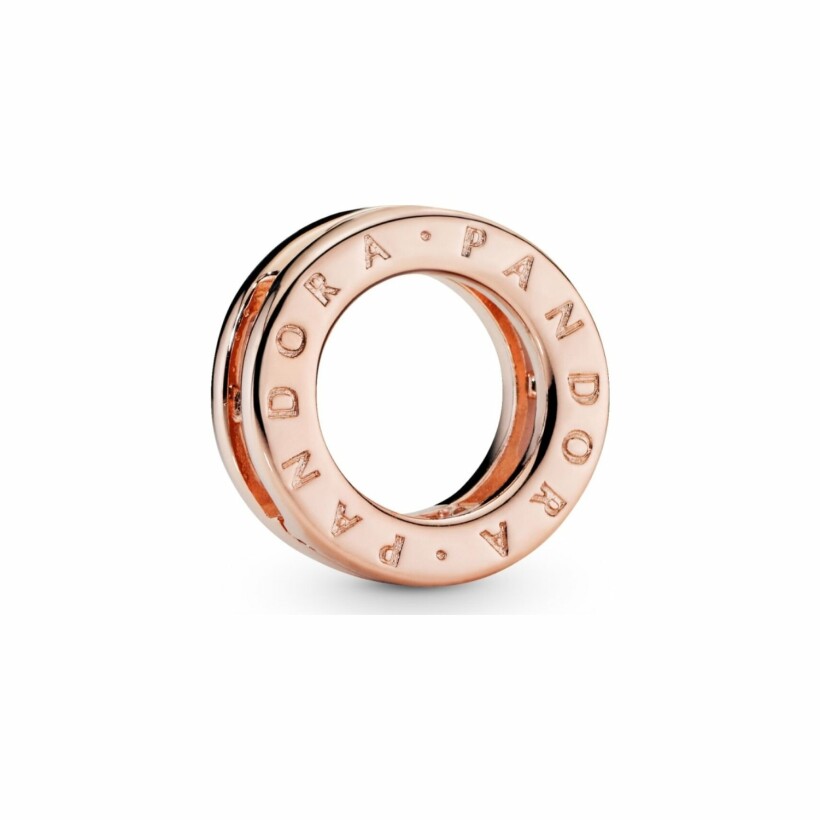 Charm clip Pandora Reflexions cercle signature en métal doré rose et silicone
