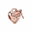 Charm Pandora People cadenas cœur love you (je t'aime) en métal doré rose