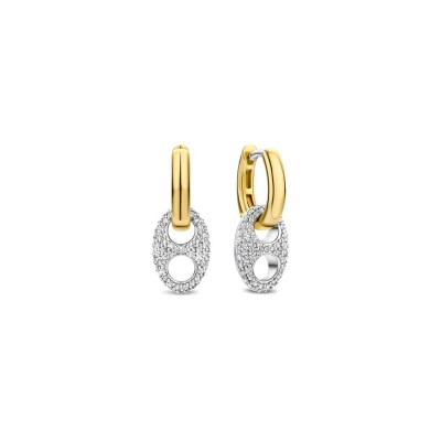 Boucles d'oreilles Ti Sento en argent doré et oxydes de zirconium