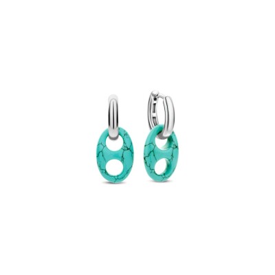 Boucles d'oreilles Ti Sento en argent plaqué platine et turquoise