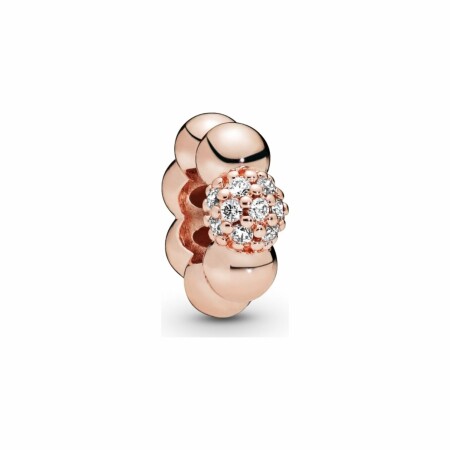 Charm Purely Pandora espaceur sphère polie et pavée en métal doré rose et oxyde de zirconium