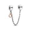 Charm Pandora Signature chaîne de confort o couronné pendant en métal doré rose et argent et silicone