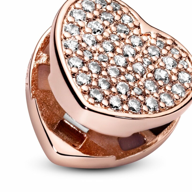 Charm clip Pandora Reflexions esquisse de cœur scintillant en métal doré rose et oxyde de zirconium