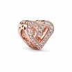 Charm Pandora People esquisse de cœur scintillant en métal doré rose et oxyde de zirconium