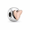 Charm clip Pandora People cœur dessiné en métal doré rose et argent