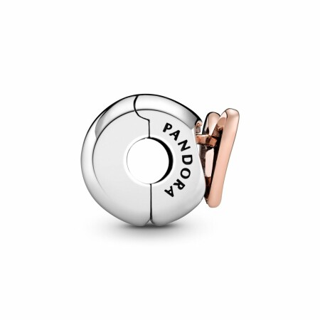 Charm clip Pandora People cœur dessiné en métal doré rose et argent