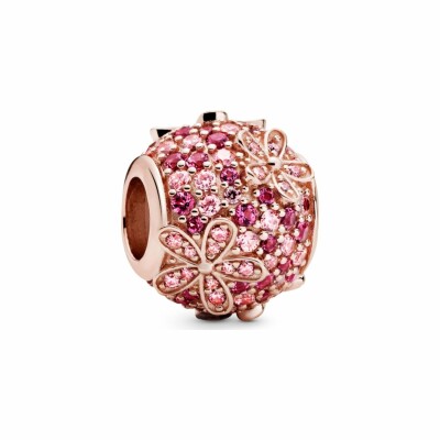 Charm Pandora Garden marguerite pavé rose en métal doré rose et cristal