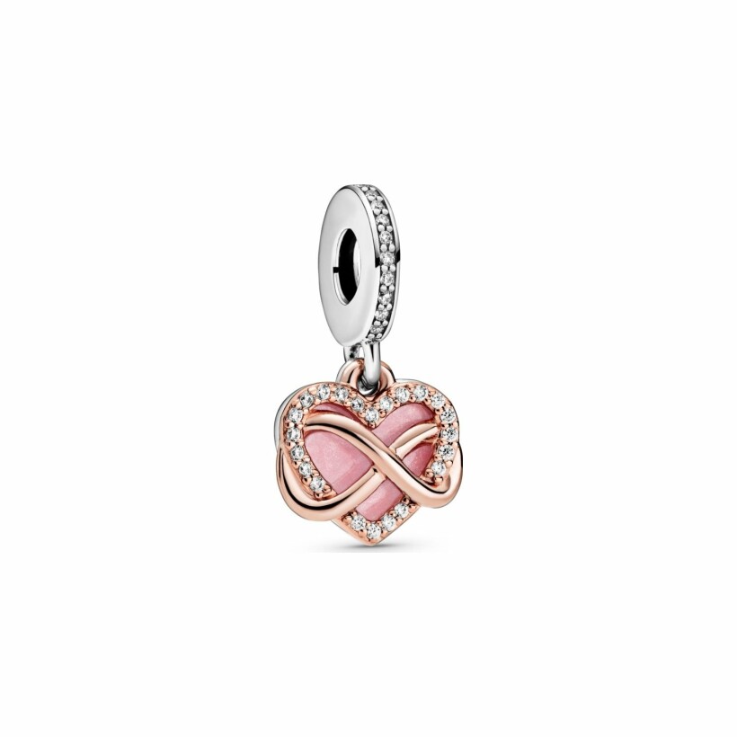 Charm Pandora People pendant cœur infini scintillant en métal doré rose, argent et oxyde de zirconium