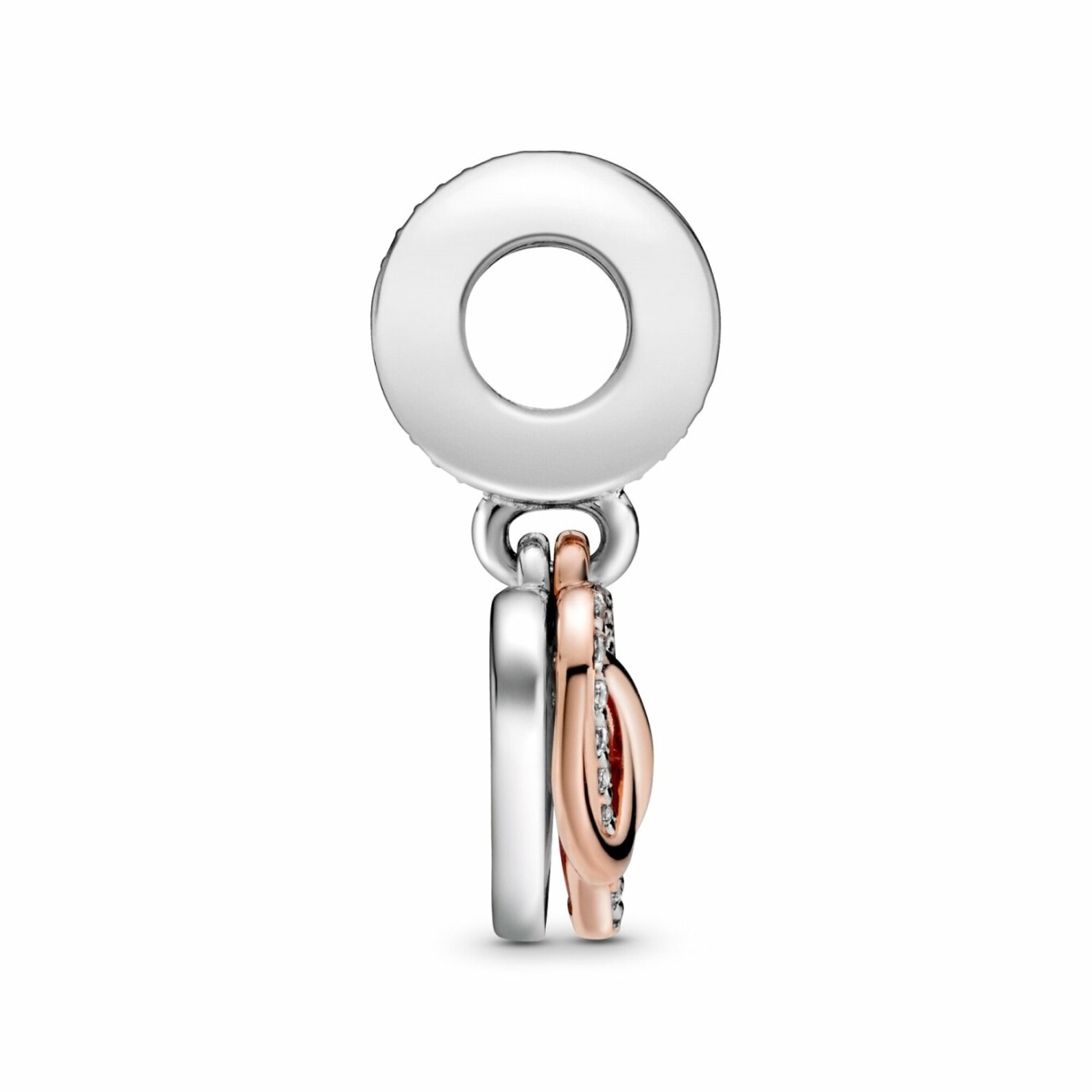 Charm Pandora People pendant cœur infini scintillant en métal doré rose, argent et oxyde de zirconium