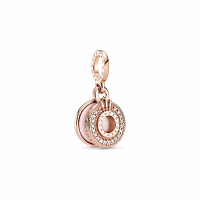 Charm Pandora Signature Pendant O couronné pavé scintillant en métal doré rose et oxyde de zirconium