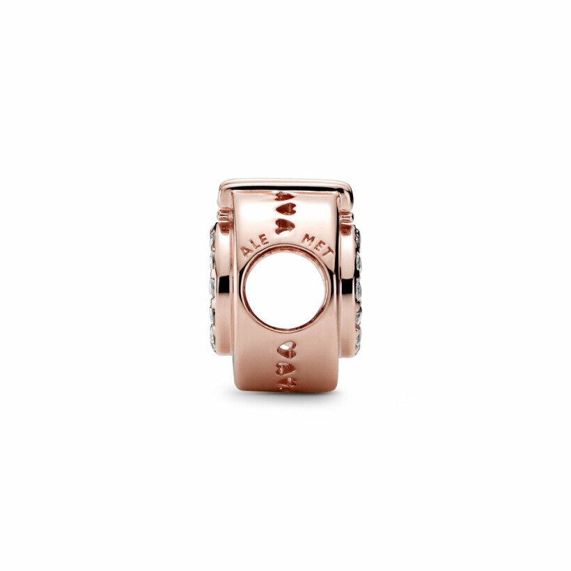 Charm Pandora Signature o couronné pavé centre ouvert en métal doré rose et oxyde de zirconium