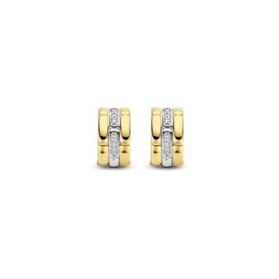 Boucles d'oreilles Ti Sento en argent, argent plaqué or jaune et oxyde de zirconium