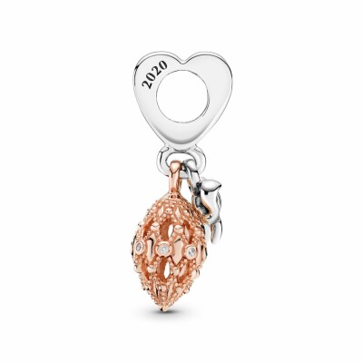 Charm Pandora Passions pendant bicolore ornement décoratif en métal doré rose, argent et oxyde de zirconium