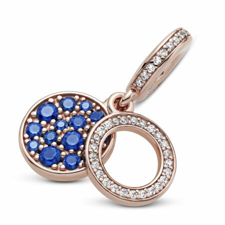 Charm Pandora Colours Pendant Double Disque Bleu Scintillant