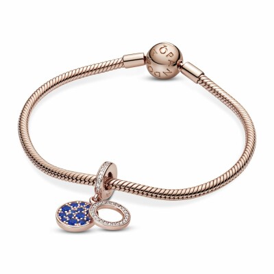 Charm Pandora Colours Pendant Double Disque Bleu Scintillant