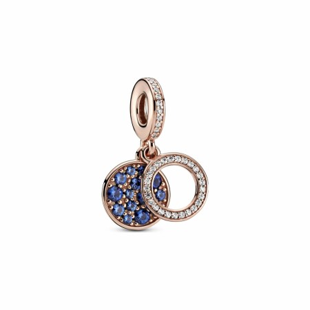 Charm Pandora Colours Pendant Double Disque Bleu Scintillant