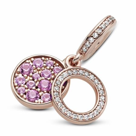 Charm Pandora Colours Pendant Double Disque Rose Scintillant