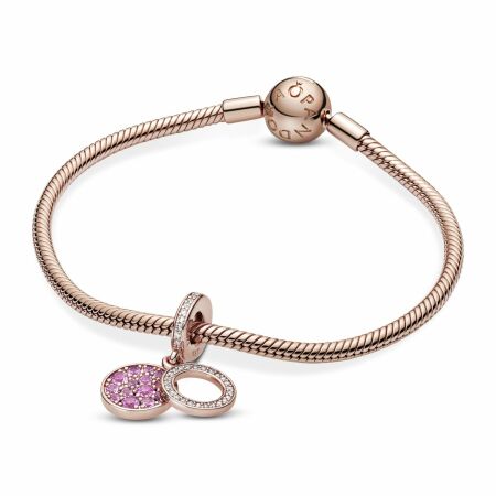 Charm Pandora Colours Pendant Double Disque Rose Scintillant