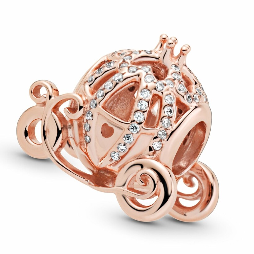 Charm Disney x Pandora Disney Cendrillon Carrosse Scintillant en métal doré rose et oxyde de zirconium