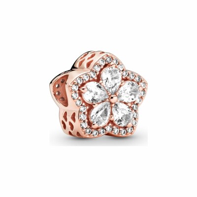 Charm Pandora Timeless pavé flocon de neige scintillant en métal doré rose et oxyde de zirconium