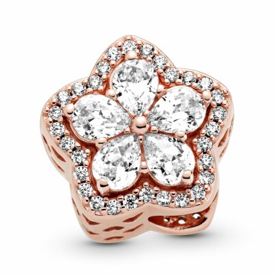 Charm Pandora Timeless pavé flocon de neige scintillant en métal doré rose et oxyde de zirconium