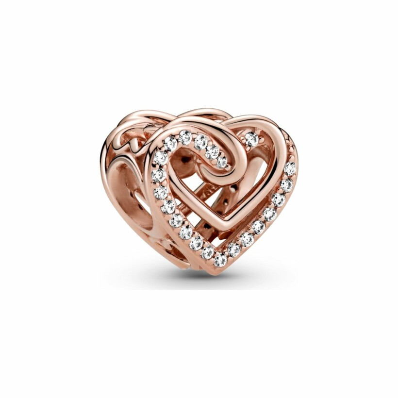 Charm Pandora People cœurs entrelacés scintillant en métal doré rose et oxyde de zirconium