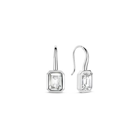 Boucles d'oreilles Ti Sento en argent plaqué platine et oxyde de zirconium