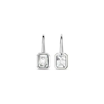 Boucles d'oreilles Ti Sento en argent plaqué platine et oxyde de zirconium