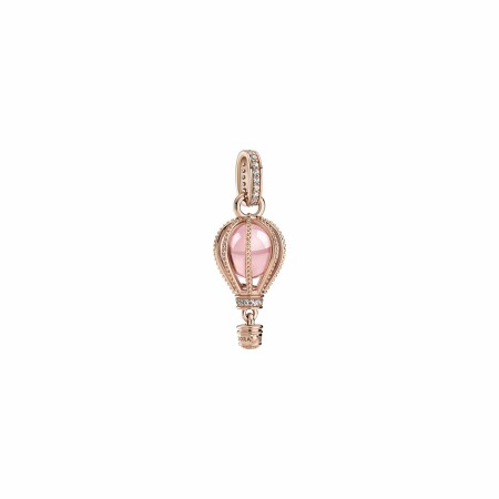 Charm Pandora montgolfière rose scintillant en métal doré rose