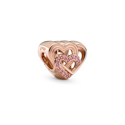 Charm Pandora cœurs d'amour entrelacés en métal doré rose