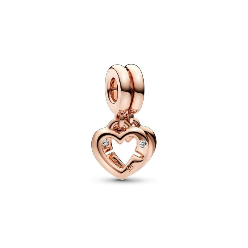 Charm pendant Pandora Moments Séparable Cœurs De Sœurs Entrelacés en métal doré rose 