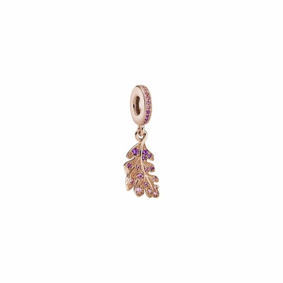 Charm pendentifs Pandora Feuille de Chêne en métal doré rose et oxyde de zirconium