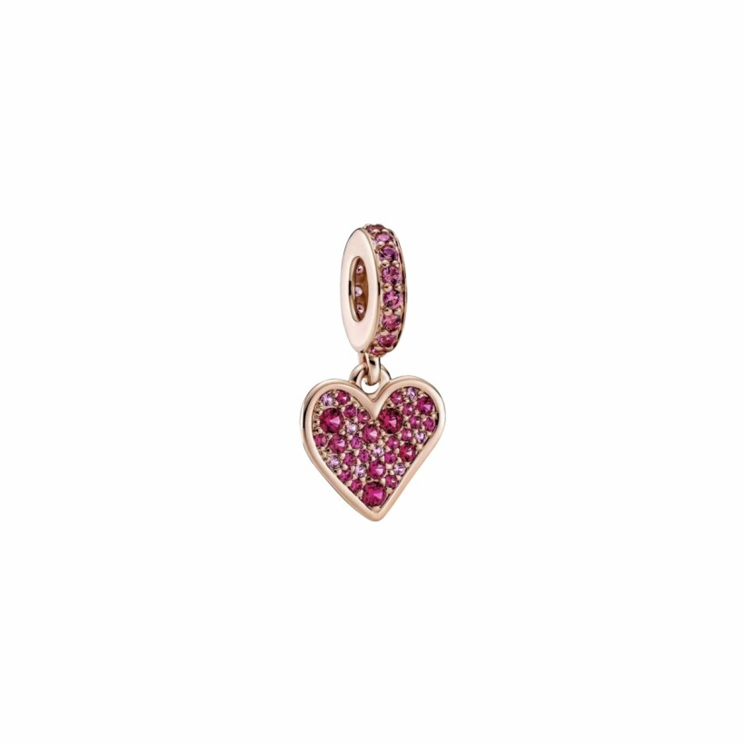 Charm pendentifs Pandora Esquisse de Cœur pavé en métal doré rose et oxyde de zirconium
