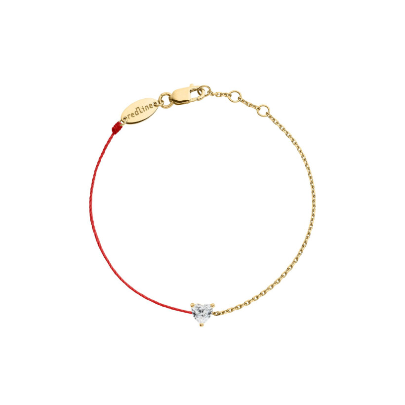 Bracelet RedLine Bien-Aimé fil rouge avec diamant 0.10ct en serti griffe, or jaune