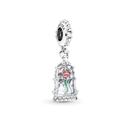 Charm pendant Disney X Pandora La Belle & La Bête rose enchantée en argent