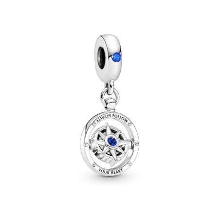 Charm pendant Pandora Moments Boussole Rotative en argent 