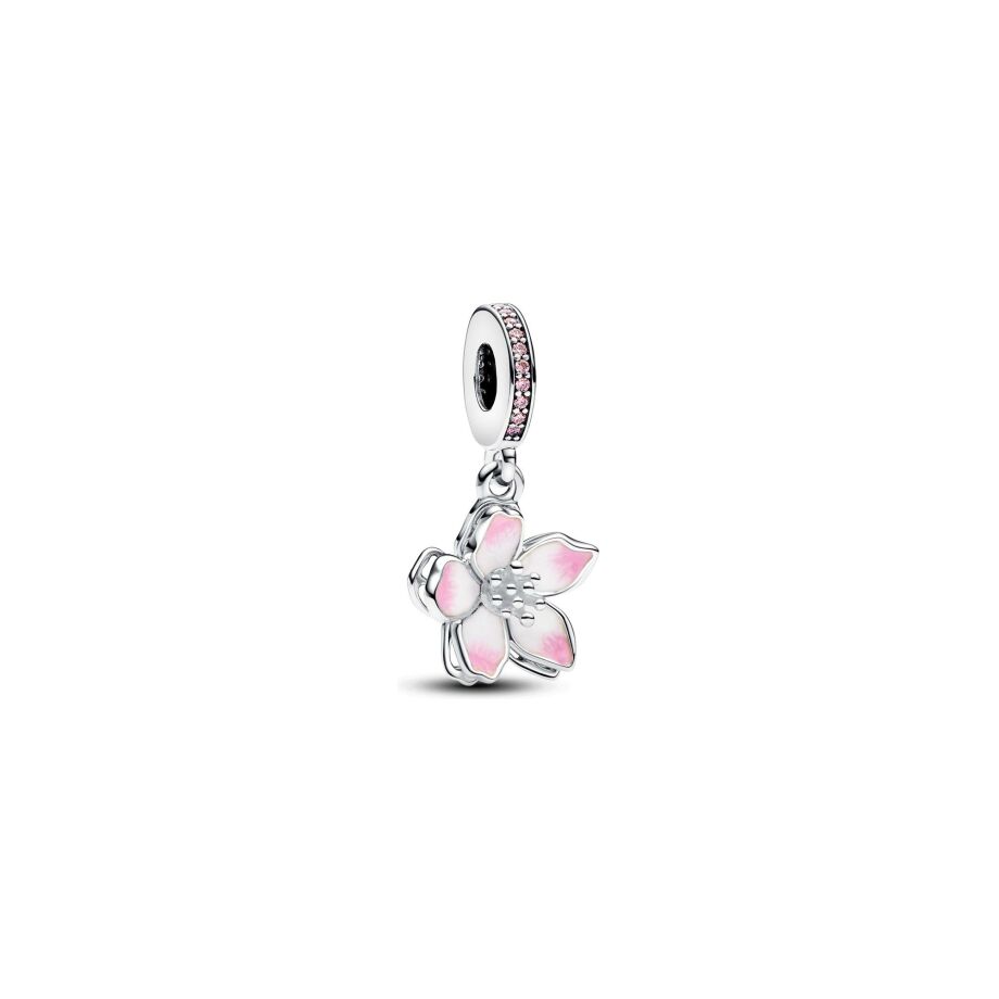 Charm Pandora Pendant Fleur De Cerisier en argent et résine