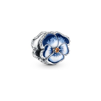 Charm Pandora pensée bleu en argent